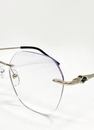 Очки для коррекции зрения женские безоправные геометрические с защитой от uv тоненькие дужки на флексах золотистый, +1.5