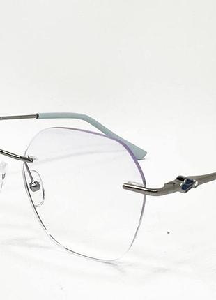 Очки для коррекции зрения женские безоправные геометрические с защитой от uv тоненькие дужки на флексах серебристый, +3.0