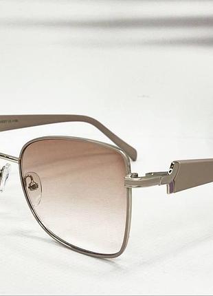 Очки для коррекции зрения женские обзорные металлические с градиентной тонировкой пластиковые дужки на флексах бежевый, -2.5