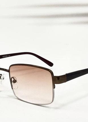 Очки для коррекции зрения прямоугольные полуободковые в металлической оправе дужки на флексах коричневый, -1.75