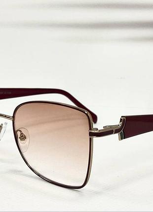 Окуляри для корекції зору жіночі оглядові металеві з градієнтним тонуванням пластикові дужки на флексах бордовий, -1.75