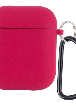 Силиконовый футляр с микрофиброй для наушников airpods 1/2 красный / rose red