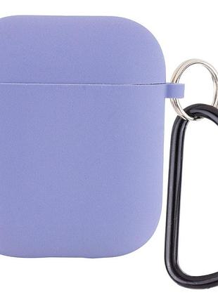Силиконовый футляр с микрофиброй для наушников airpods 1/2 серый / lavender gray