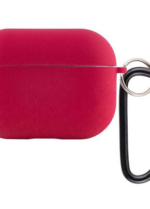 Силиконовый футляр с микрофиброй для наушников airpods pro красный / rose red