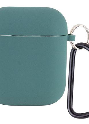Силиконовый футляр с микрофиброй для наушников airpods 1/2 зеленый / pine green
