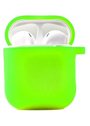 Силіконовий футляр з мікрофіброю для навушників airpods 1/2 салатовий / neon green