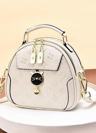 Женская маленькая сумочка на плечо с брелком, прогулочная мини сумка молочный