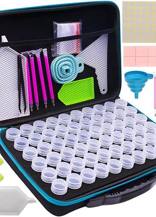 Аксессуары для алмазной вышивки malatec 19184 (60 баночек, жесткий чехол, 32 x 22 x 9,5 см)