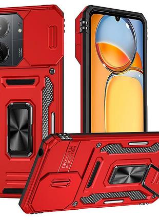 Ударопрочный чехол camshield army ring для xiaomi redmi 13c / poco c65 красный / red