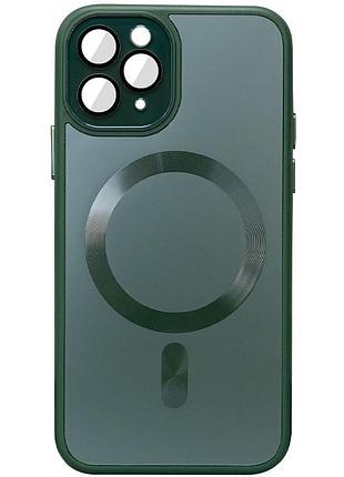 Чехол tpu+glass sapphire midnight with magsafe для apple iphone 14 pro (6.1") зеленый / forest green