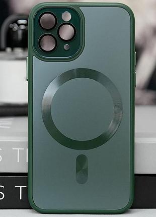 Чохол tpu+glass sapphire midnight with magsafe для apple iphone 14 pro (6.1") зелений / forest green 3