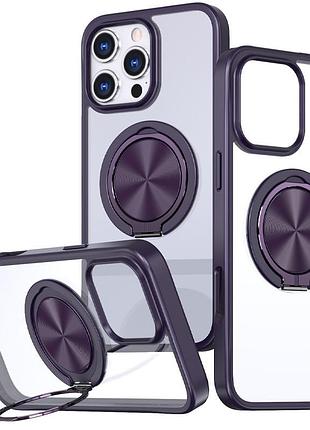 Tpu+pc чохол metal ring with magsafe для apple iphone 16 pro (6.3") темно-фіолетовий