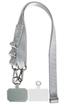 Шнурок широкий с двумя креплениями (2см) 140см gray