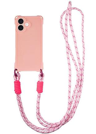 Чохол tpu crossbody with straps для apple iphone 16 plus (6.7") pink