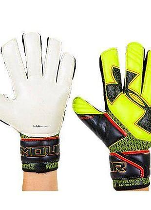 Перчатки вратарские с защитными вставками fb-883 10 салатово-черный (57429066), no branding