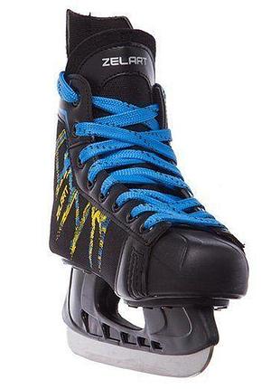 Ковзани хокейні z-0886 34 чорно-синьо-жовтий (60363040), zelart