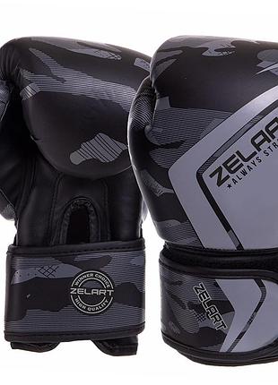 Перчатки боксерские bo-3397 12oz камуфляж серый (37429520), zelart