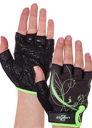 Перчатки для фитнеса sb-161743 m черно-салатовый (07363051), zelart