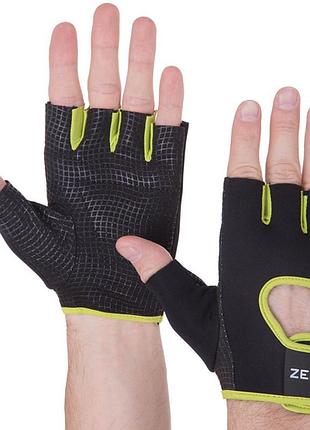 Рукавички для фітнесу ma-3885 l чорно-салатовий (07363065), zelart