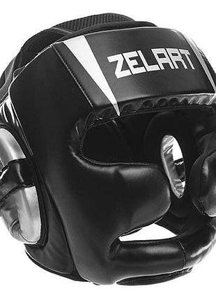 Шолом боксерський з повним захистом bo-1328 m чорно-срібний (37363085), zelart