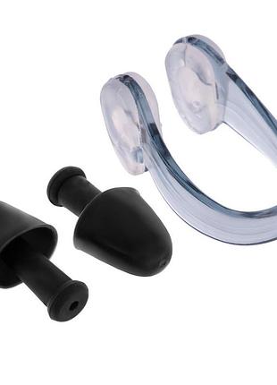 Беруші для плавання та затискач для носа hn-1081 чорний (60508312), cima