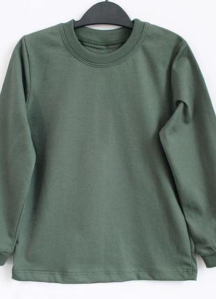 Дитячий лонгслів базовий темно-зелений хакі від тм ladan