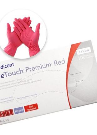Перчатки нитриловые medicom red (s), 100 шт