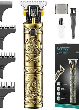 Професійний тример для стрижки волосся + 3 насадки, vgr v-097, золотий