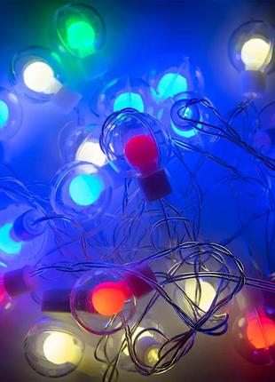 Гирлянда лампочки в шаре от 220в, 5м, 20led, xmas, разноцветная
