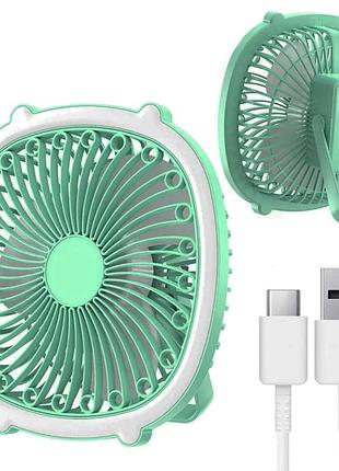 Портативний міні вентилятор з лампою fill light fan, з usb, зелений
