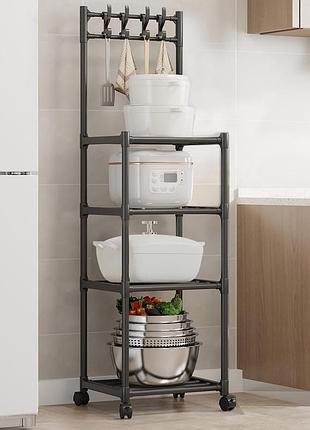 Кухонный стеллаж на колесах, 4 полки, 130х42х34см