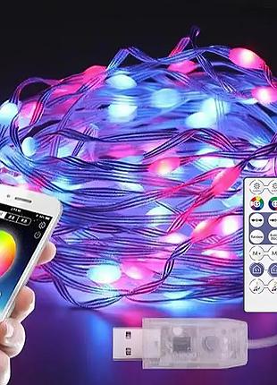 Светодиодная лента от usb 20м rgb с bluetooth + пульт, цветная