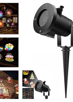 Новогодний лазерный проектор 16 картриджей christmas laser projector №16f