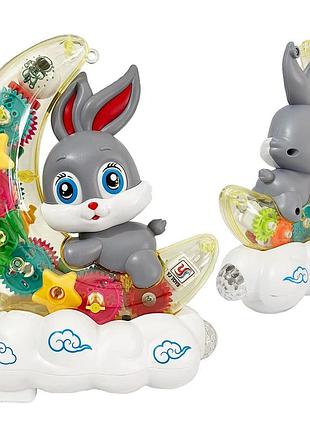 Музыкальная игрушка ночник зайка на луне, от батареек