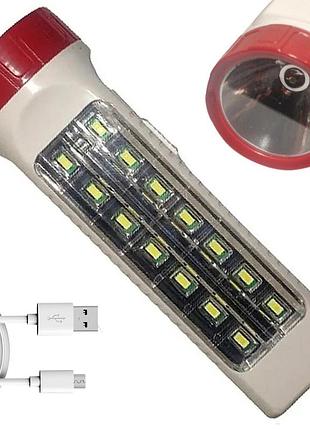 Фонарь-прожектор 2в1 pt-238, с usb-зарядкой и боковой лампой