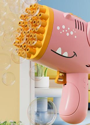 Детский пистолет для мыльных пузырей на батарейках, bubble blaster, розовый