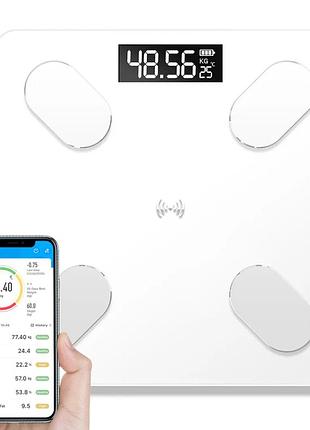 Весы смарт электронные до 180 кг с bluetooth a-8003, белые