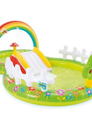 Детский надувной бассейн 290×180×104см intex rainbow ring play center