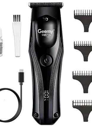Акумуляторна машинка для стрижки, 4 насадки, geemy gm-6735