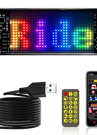 Светодиодная led панель для авто (17,3х7см), с bluetooth, от usb