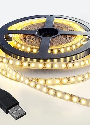 Світлодіодна led стрічка від usb, 5м, теплий білий