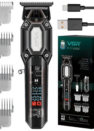 Акумуляторна машинка для стрижки волосся + 4 насадки, з usb, vgr v900, чорний / чоловічий тример для стрижки