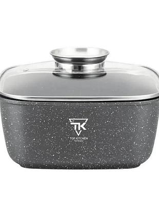 Квадратна каструля з мармуровим покриттям 24см, 4,5л, top kitchen tk00055, чорний