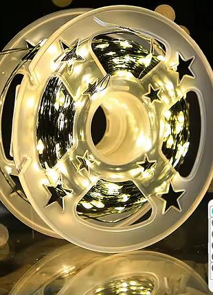 Светодиодная гирлянда роса от сети, 120м, 1200led, зеленый провод, теплый белый