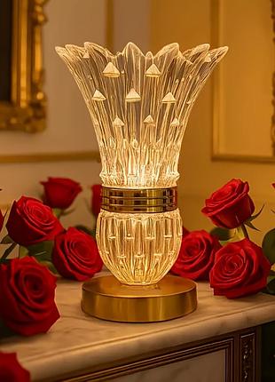Хрустальная led-лампа в виде вазы, от usb, 18*10 см
