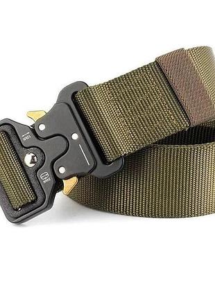 Мужской ремень 125 см tactical belt, оливковый / тактический армейский ремень с пряжкой cobra
