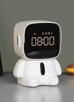 Настільний годинник космонавт robot clock, білий