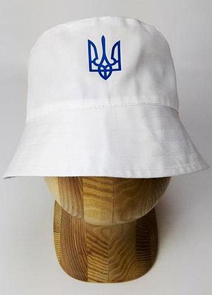 Панама с гербом украины однотонная, коттоновая, унисекс белая