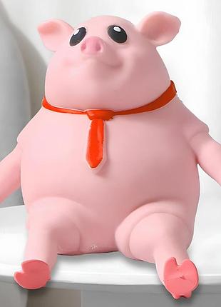 Антистресс игрушка сквиш свинья 14 см, pink pig big / эластичная игрушка свинка / детская игрушка антистресс