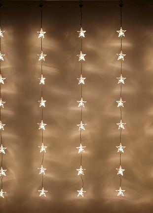Гирлянда штора от сети 3*1,8 м 120led, звездопад xmas ww, теплый белый